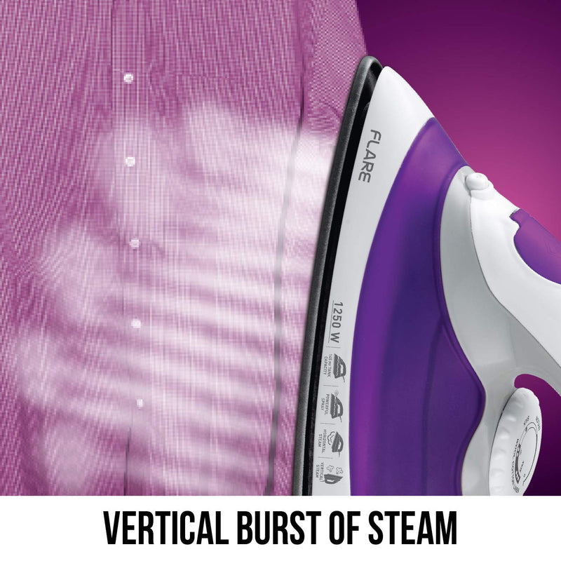 HAVELLS Flare 1250 W Steam Iron with Teflon Coated Sole Plate, Vertical & Horizontal Ironing & 2 Years Warranty. (Purple)