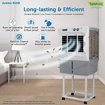 Symphony Jumbo 45 DB Desert Air Cooler For Home (41L, Grey)