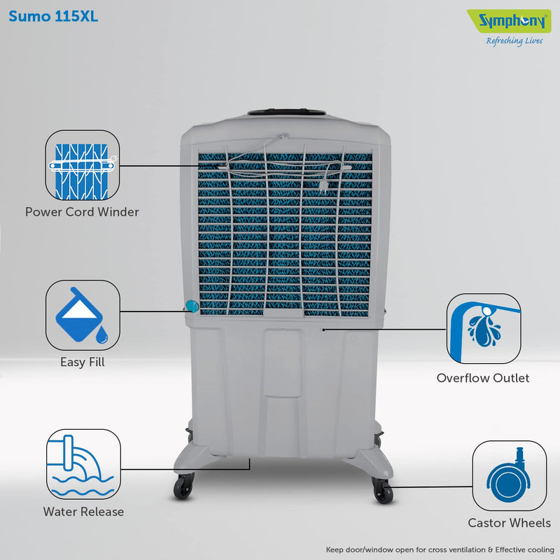 Symphony Sumo 115 XL Desert Air Cooler For Home  (115L, Grey)