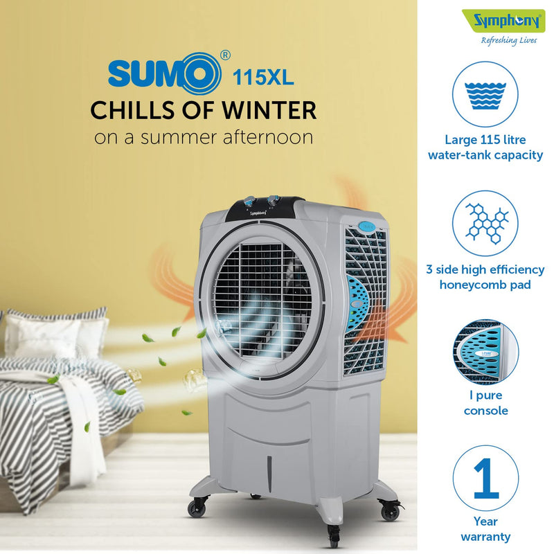 Symphony Sumo 115 XL Desert Air Cooler For Home  (115L, Grey)