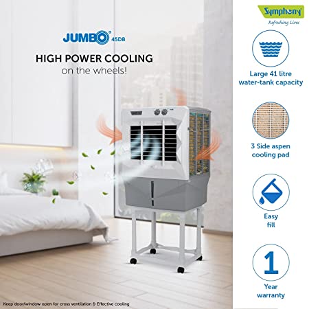 Symphony Jumbo 45 DB Desert Air Cooler For Home (41L, Grey)