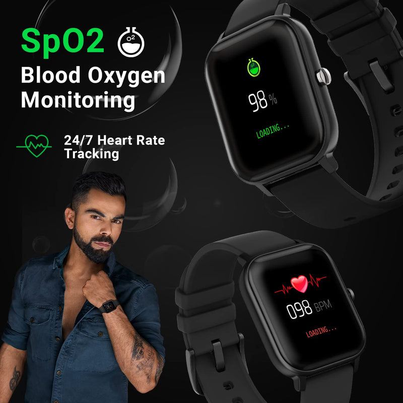 Fire-Boltt SpO2 Full Touch 1.4 inch Smart Watch 400 Nits Peak Brightness Metal Body with 24*7 Heart Rate monitoring IPX7 with Blood Oxygen, Fitness, Sports & Sleep Tracking (Black)