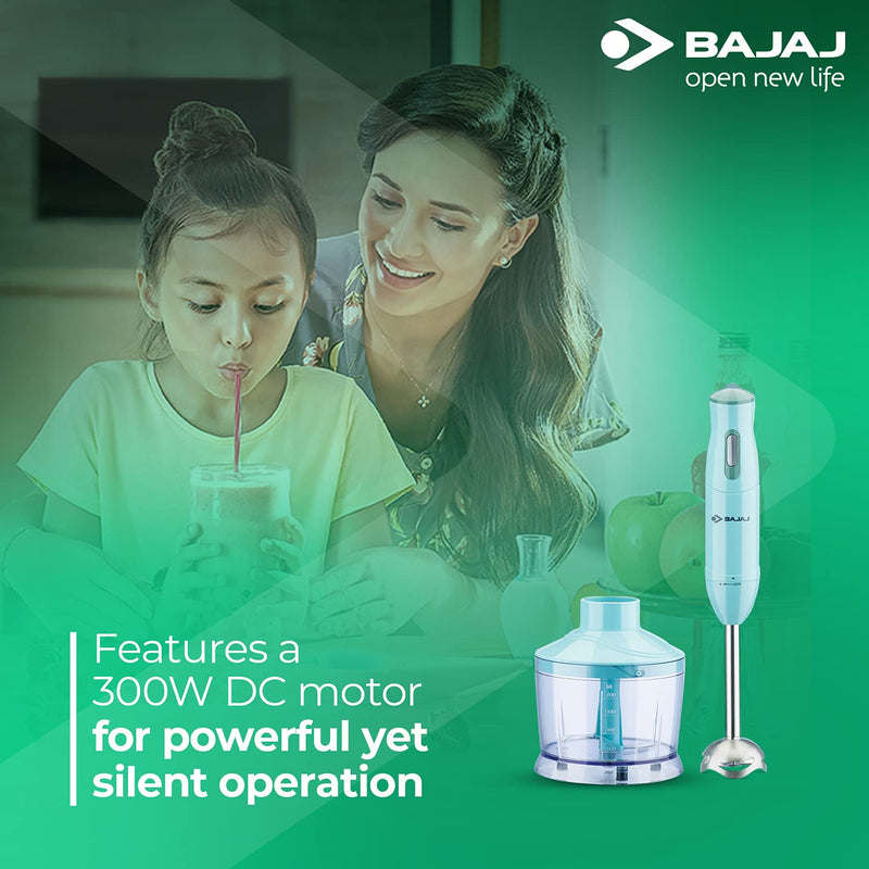 Bajaj HB-22 Silent 300W Hand Blender, Light Blue