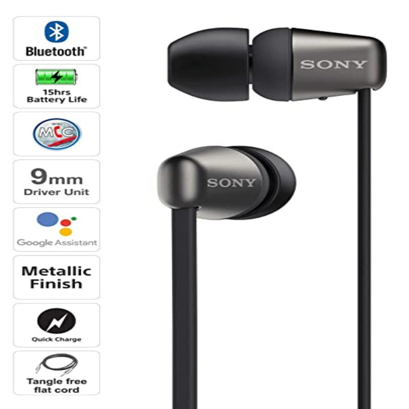 Sony WI-C310 Wireless Headphones with 15 Hrs Battery Life, (Black)