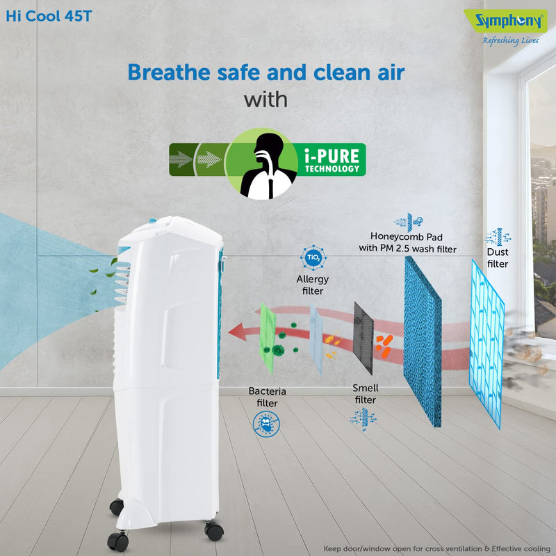 Symphony Hicool 45T Personal Air Cooler For Home (45L, White)