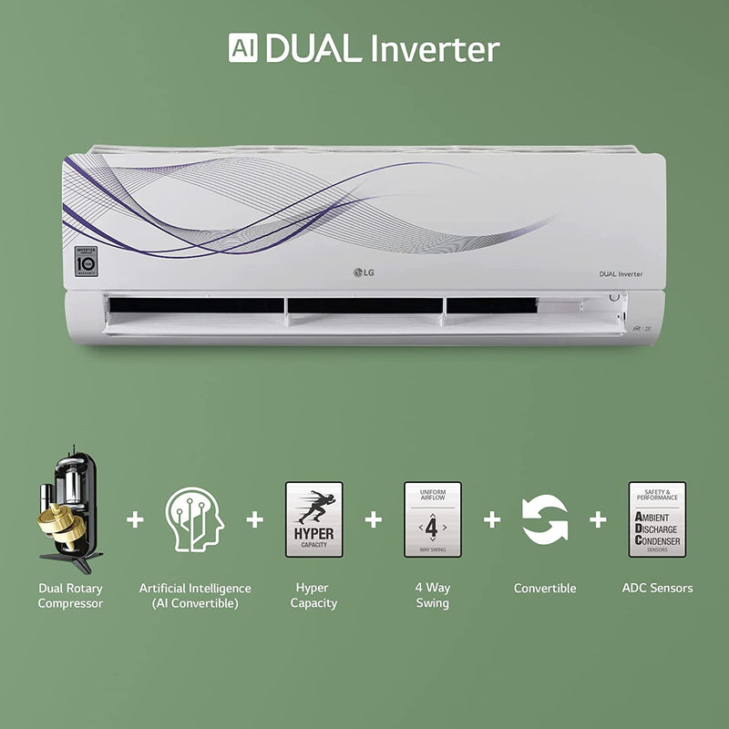 LG 1.5 Ton 5 Star AI DUAL Inverter Split AC (Copper, Super Convertible 6-in-1 Cooling, HD Filter with Anti-Virus Protection, 2022 Model, PS-Q19WNZE, White)