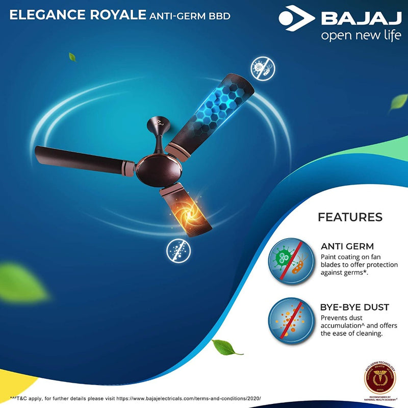 Bajaj Elegance Royale Anti-Germ Bbd 1200 Mm Ceiling Fan Chocolate Brown