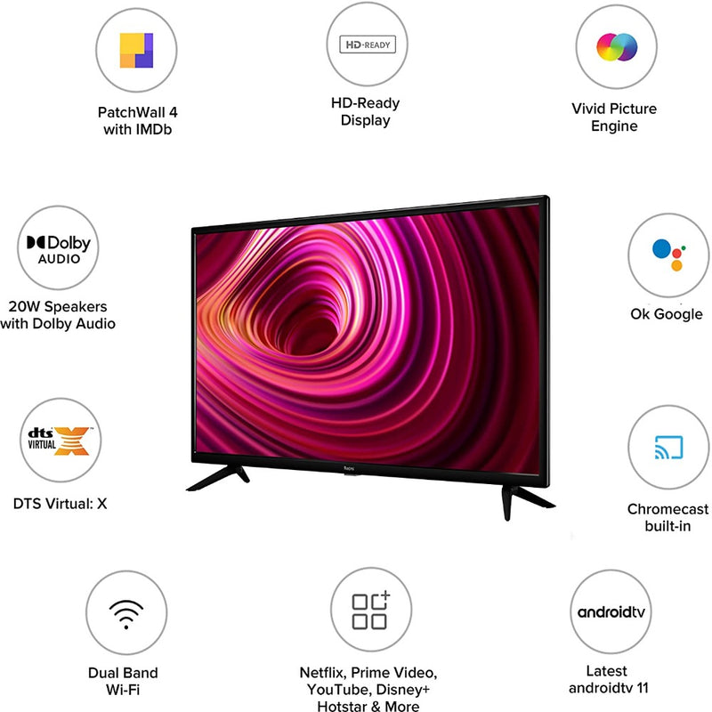 Redmi 80 cm (32 inches) HD Ready Smart LED TV | L32M6-RA (Black) (2021 Model) | With Android 11