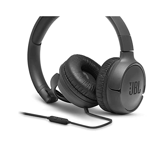 JBL Tune 500, Wired On Ear Headphone with Mic, Headphones for Work from Home (Black)