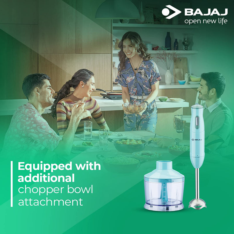 Bajaj HB-22 Silent 300W Hand Blender, Light Blue