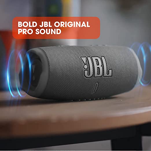 JBL Charge 5, Wireless Portable Bluetooth Speaker with JBL Pro Sound, 20 Hrs Playtime, Powerful Bass Radiators, Built-in 7500mAh Powerbank, PartyBoost, IP67 Water & Dustproof (Without Mic, Black)