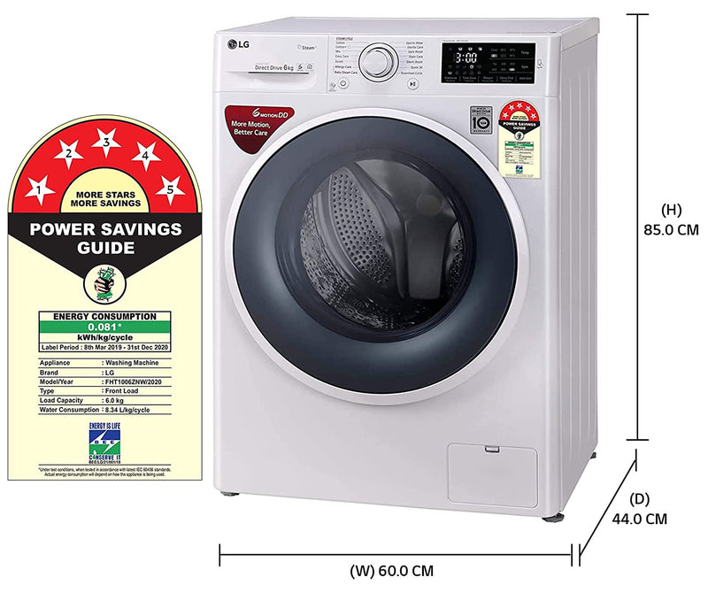 LG 6.0 Kg 5 Star Inverter Fully-Automatic Front Loading Washing Machine