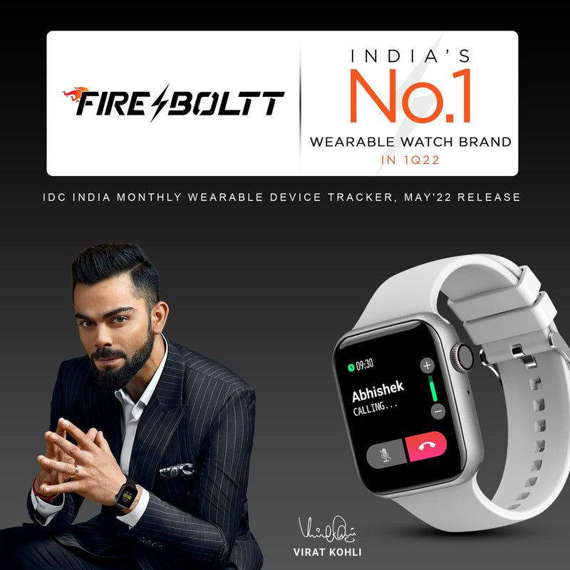 Fire-Boltt Call Bluetooth Calling Smartwatch with SpO2 & 1.7” Metal Body with Blood Oxygen Monitoring, Continuous Heart Rate, Full Touch & Multiple Watch Faces (Grey)