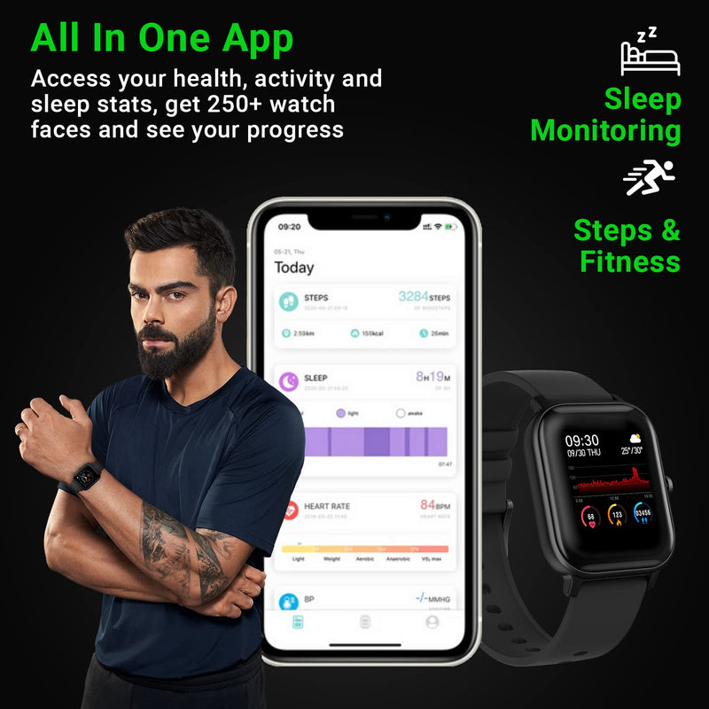 Fire-Boltt SpO2 Full Touch 1.4 inch Smart Watch 400 Nits Peak Brightness Metal Body with 24*7 Heart Rate monitoring IPX7 with Blood Oxygen, Fitness, Sports & Sleep Tracking (Black)