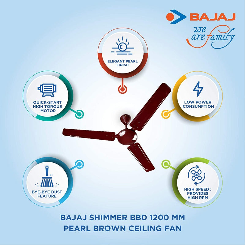 Bajaj Shimmer BBD 1200 mm Ceiling Fan (Pearl Brown)