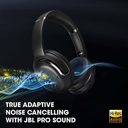 JBL Tour One, True Adaptive Noise Cancellation Headphones, Hi-Res Certified, JBL Pro Sound, Customize with JBL APP, 4-Mic Technology for Pristine Calls, Upto 50Hrs Playtime & Built-in Alexa (Black)