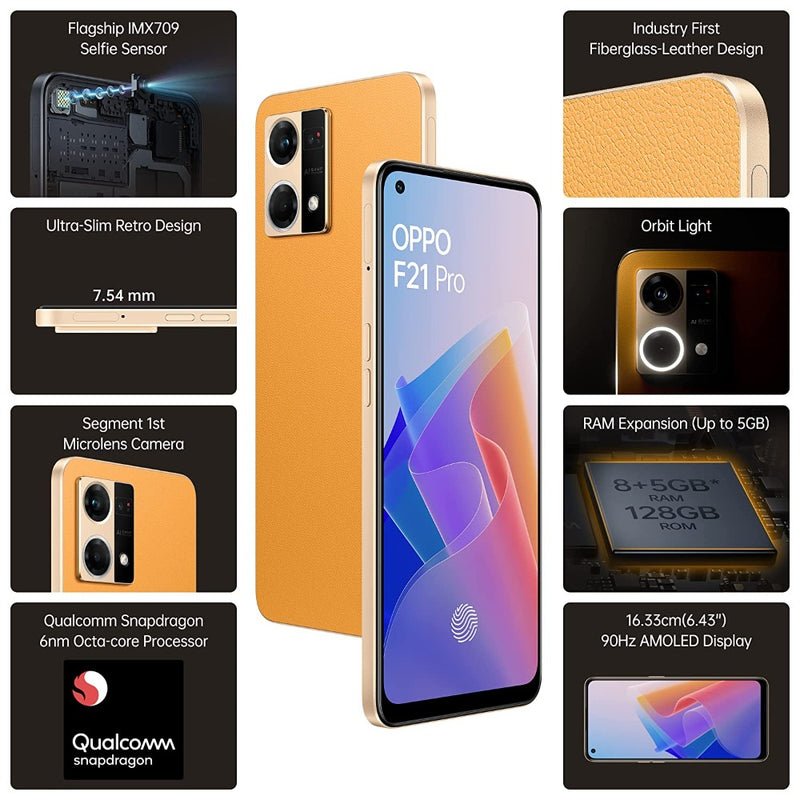 OPPO F21 Pro (Sunset Orange,Cosmic Black 8GB RAM, 128 Storage)