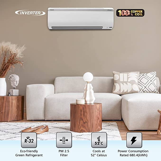 Daikin 1 Ton 4 Star Inverter Split AC (Copper, PM 2.5 Filter, 2022 Model, MTKL35U, White)