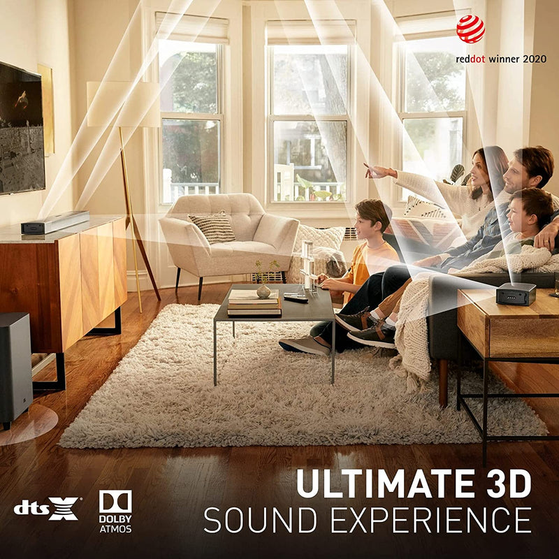 JBL Bar 9.1, Truly Wireless Home Theatre with Dolby Atmos® and DTS:X™ 3D Sound, 9.1 Channel 4K Ultra HD Pass-Through with Dolby Vision, HDMI ARC, Bluetooth, Built-in Chromecast & AirPlay 2 (820W)