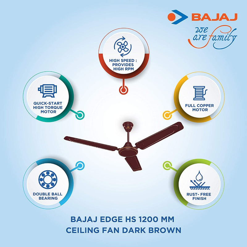 Bajaj Edge HS 1200 mm Ceiling Fan (Dark Brown)