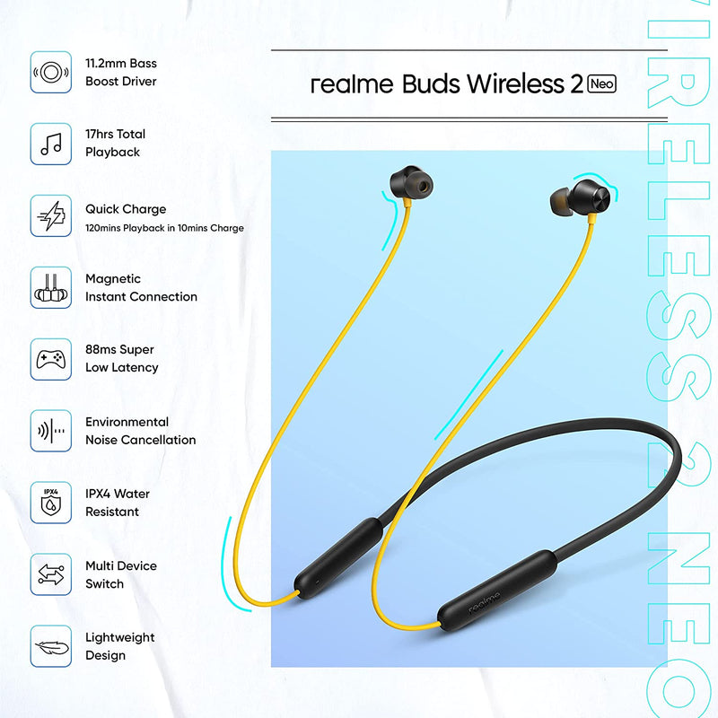 Realme Buds Wireless 2 Neo Bluetooth in Ear Earphones with Mic (Black)