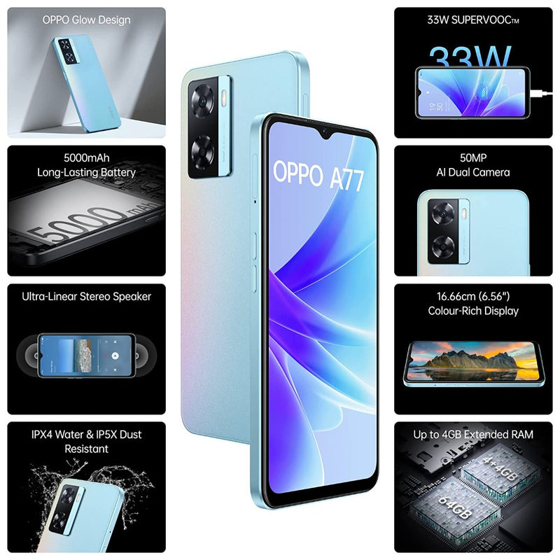 OPPO A77 (Sky Blue, 4GB RAM, 64 Storage)