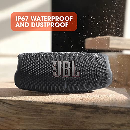 JBL Charge 5, Wireless Portable Bluetooth Speaker with JBL Pro Sound, 20 Hrs Playtime, Powerful Bass Radiators, Built-in 7500mAh Powerbank, PartyBoost, IP67 Water & Dustproof (Without Mic, Black)