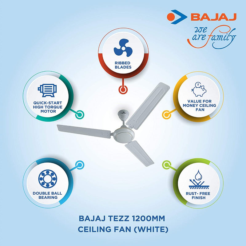 Bajaj Tezz 1200mm Ceiling Fan (White)