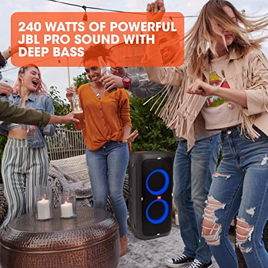 JBL Partybox 310 | Portable Bluetooth Party Speaker | 240W Monstrous JBL Pro Sound | Dynamic Light Show | Backlit Panel | Telescopic Handle & Wheels | Guitar & Mic Support | JBL PartyBox App (Black)