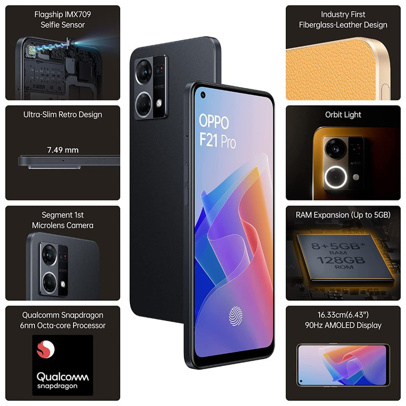 OPPO F21 Pro (Sunset Orange,Cosmic Black 8GB RAM, 128 Storage)