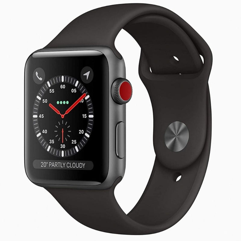 APPLE Watch Series 3 GPS - 42 mm Space Grey Aluminium Case with Black Sport Band  (Black Strap, Regular) shop at www.buyyzo.com and get  real cash back on bank account and free shipping all over india