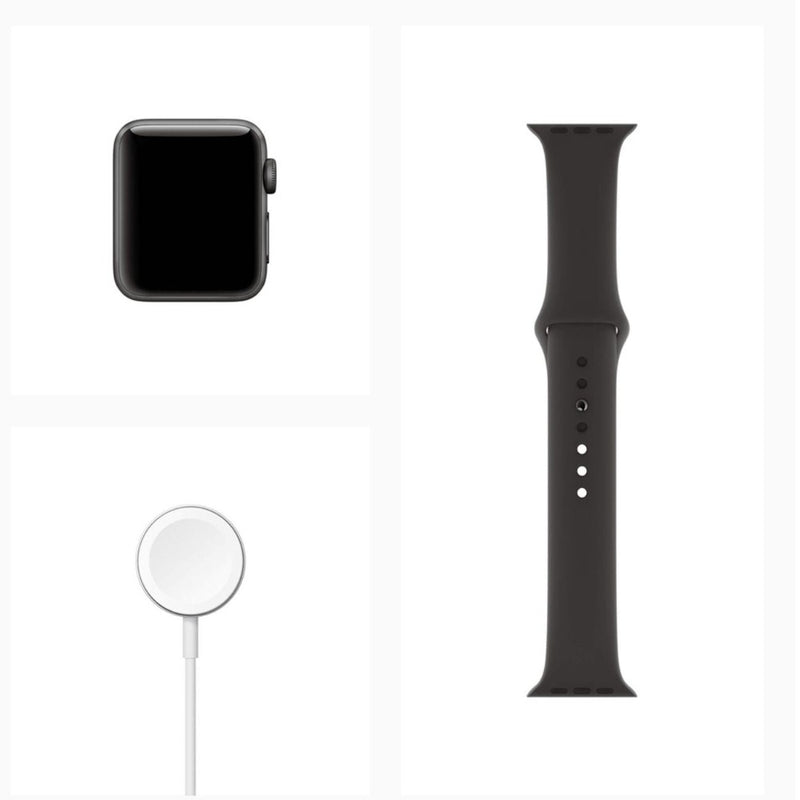 APPLE Watch Series 3 GPS - 38 mm Space Grey Aluminium Case with Black Sport Band  (Black Strap, Regular)