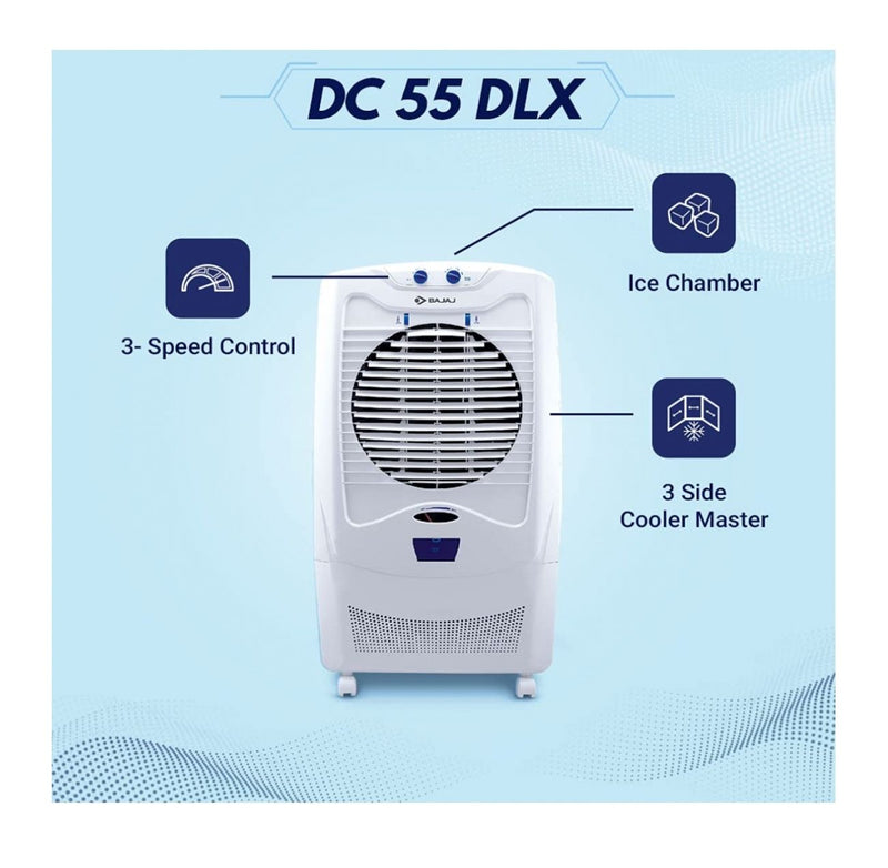 Bajaj DC 55 DLX 54-litres Desert Air Cooler (White) - for Large Room