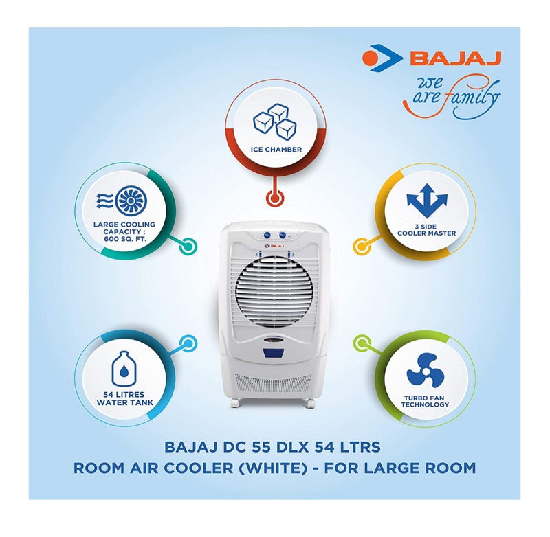 Bajaj DC 55 DLX 54-litres Desert Air Cooler (White) - for Large Room