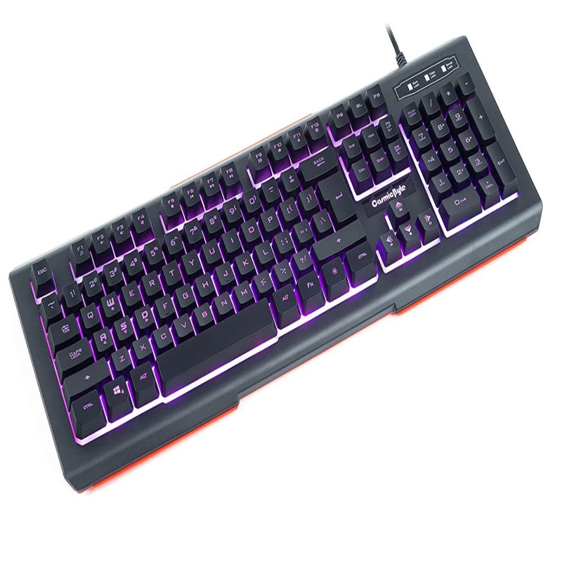 Cosmic Byte CB-GK-02 Corona Wired Gaming Keyboard, 7 Color RGB Backlit with Effects, Anti-Ghosting (Black)