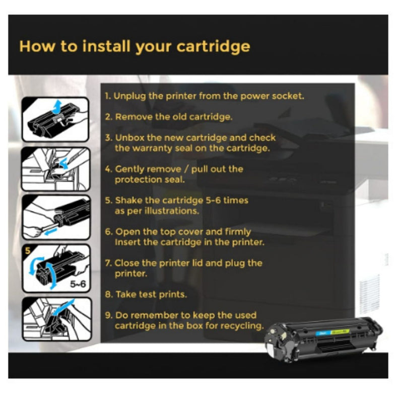 Foxin FTC 12A Laser Toner Cartridge Compatible for 1020,M1005,1018,1010,1012,1015,1020 Plus,1022,3015,3020,3030,3050,3052,3055 buyyzo