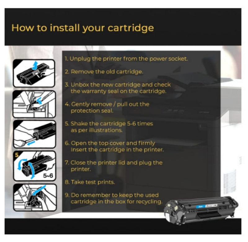 Foxin FTC 12A Laser Toner Cartridge Compatible for 1020,M1005,1018,1010,1012,1015,1020 Plus,1022,3015,3020,3030,3050,3052,3055 (Black) buyyzo