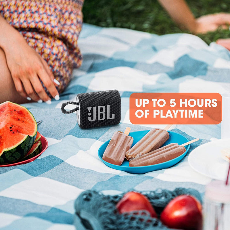 JBL Go 3, Wireless Ultra Portable Bluetooth Speaker, Vibrant Colors with Rugged Fabric Design, Waterproof, Without Mic)