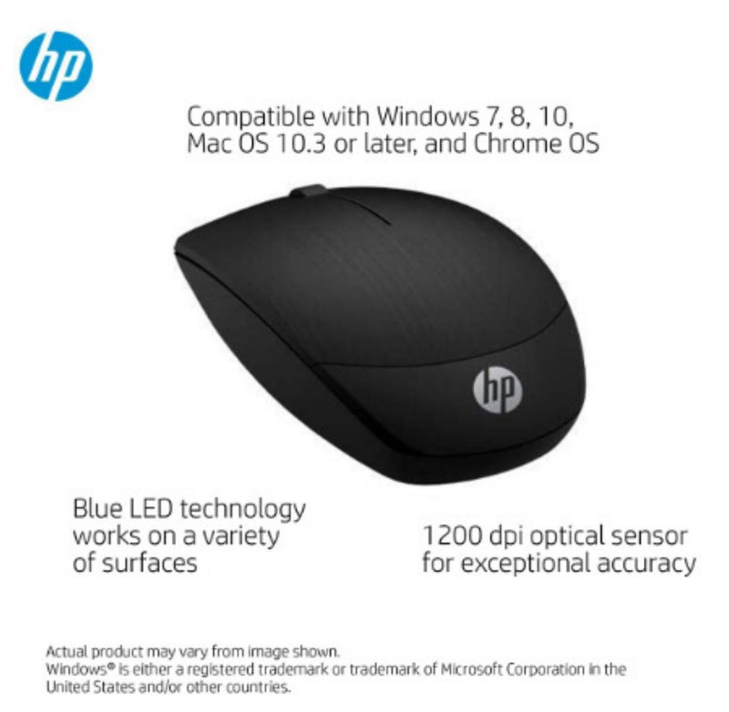 HP X200 Wireless Optical Mouse Adjustable Up to 1600DPI 2.4GHz Connectivity with 3 Buttons Clickable Scroll Wheel and Feature (6VY95AA) BUYYZO