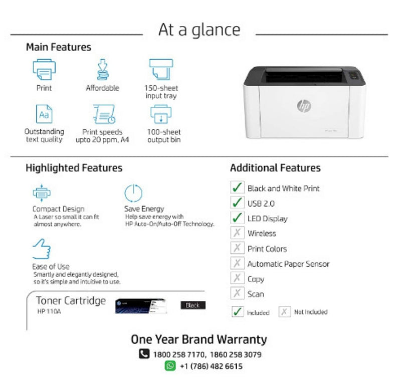 HP Laserjet 108A Monochrome Laser Printer with USB Connectivity, Compact Design, Fast Printing buyyzo