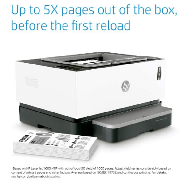 HP Neverstop 1000a Premium Laser Printer, 80% Savings on Genuine Cartridge, Self Reloadable with 5X Inbox Yield, Smart Tasks with HP Smart App, Low Emission Clean Air Quality buyyzo