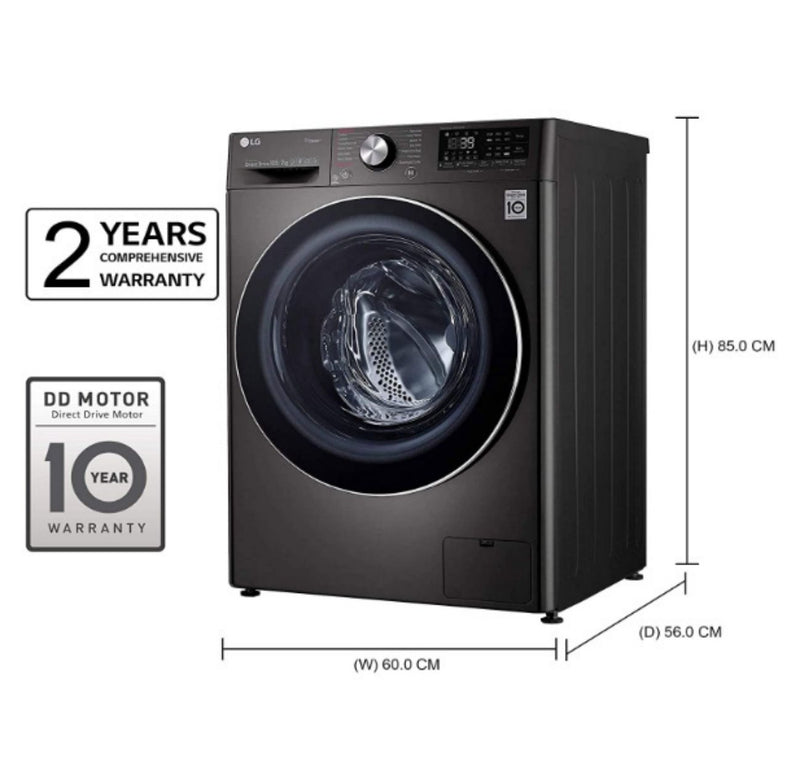 LG 10.5 Kg / 7.0 Kg Inverter Wi-Fi Washer Dryer (FHD1057STB, Black VCM, In-built Heater, Turbo Wash) buyyzo