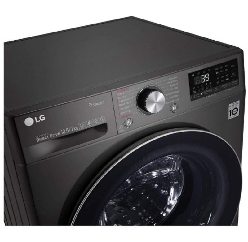 LG 10.5 Kg / 7.0 Kg Inverter Wi-Fi Washer Dryer (FHD1057STB, Black VCM, In-built Heater, Turbo Wash) buyyzo