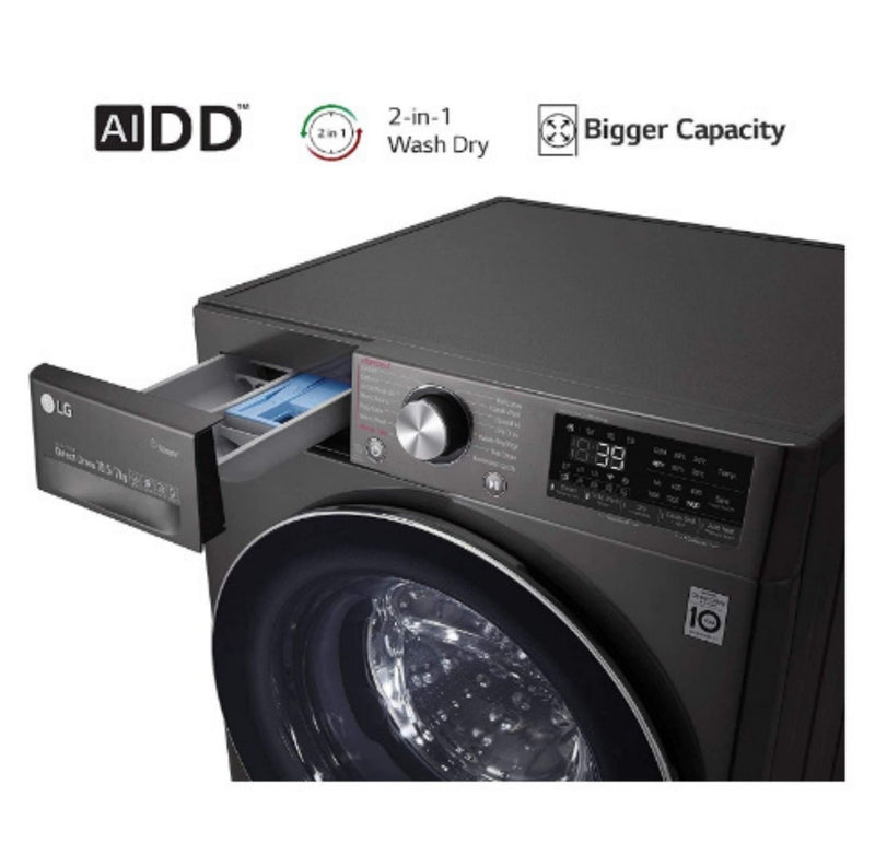 LG 10.5 Kg / 7.0 Kg Inverter Wi-Fi Washer Dryer (FHD1057STB, Black VCM, In-built Heater, Turbo Wash) buyyzo