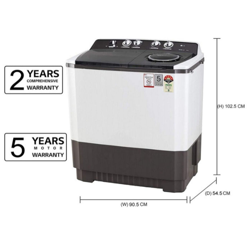 LG 10 kg 5 Star Semi-Automatic Top Loading Washing Machine (P1045SGAZ, Grey, Wind Jet Dry) buyyzo