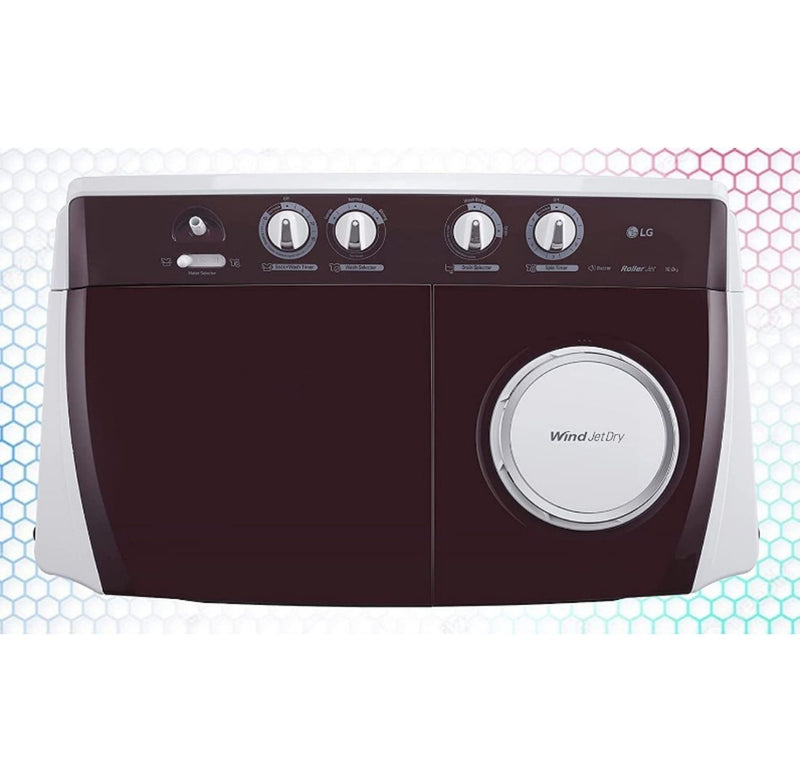 LG 10 kg 5 Star Semi-Automatic Top Loading Washing Machine (P1050SRAZ, Burgundy, Wind Jet Dry) buyyzo