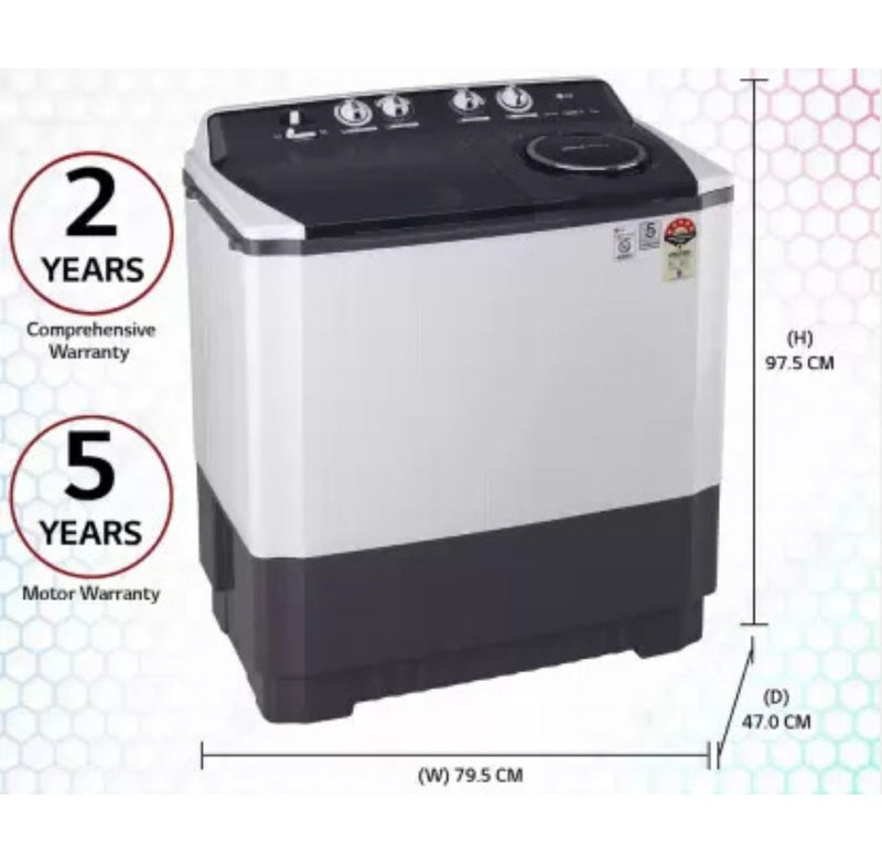 LG 10 kg Semi Automatic Top Load Grey, White  (P1055SGAZ) buyyzo