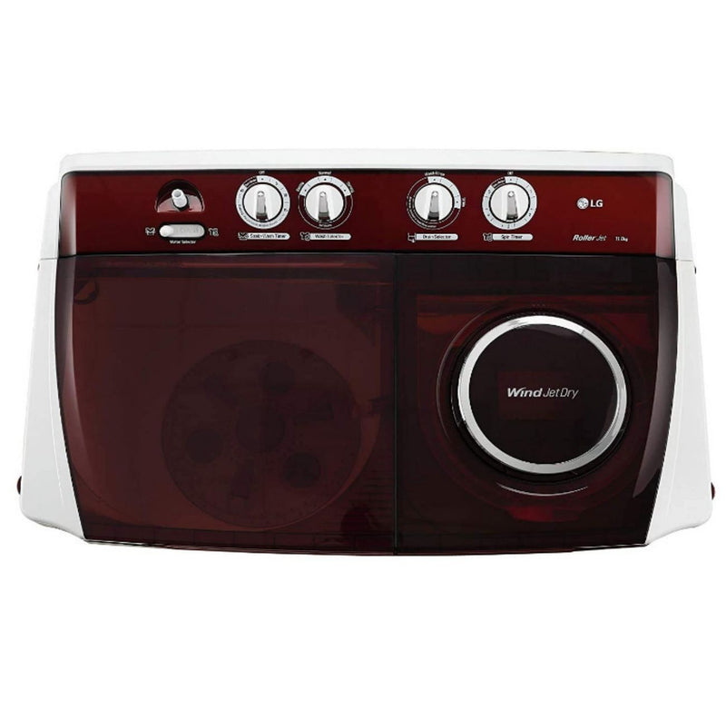 LG 11 kg 5 Star Semi-Automatic Top Loading Washing Machine (P1145SRAZ, Burgundy, Punch) buyyzo