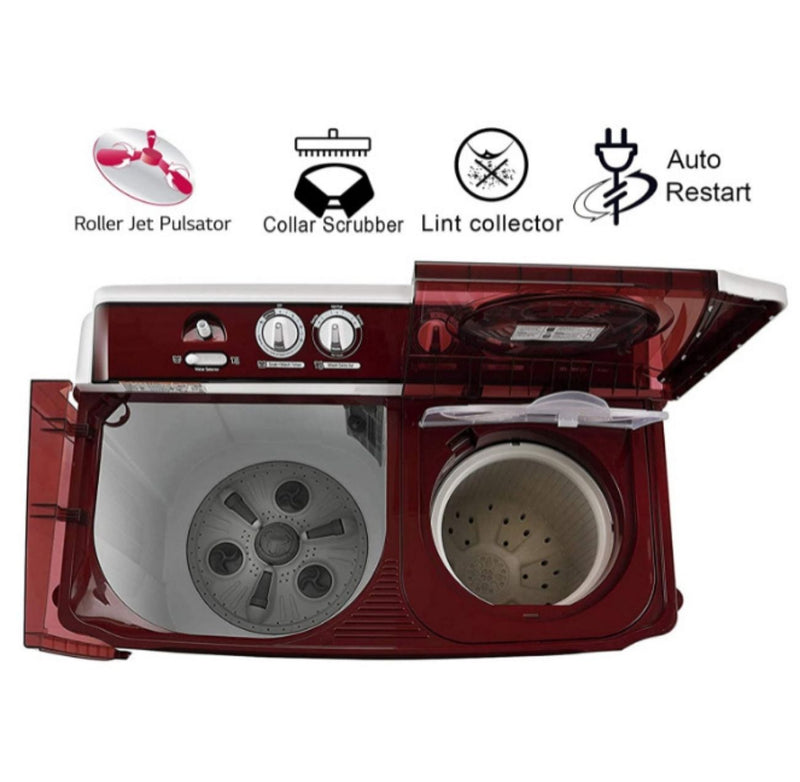 LG 11 kg 5 Star Semi-Automatic Top Loading Washing Machine (P1145SRAZ, Burgundy, Punch) buyyzo