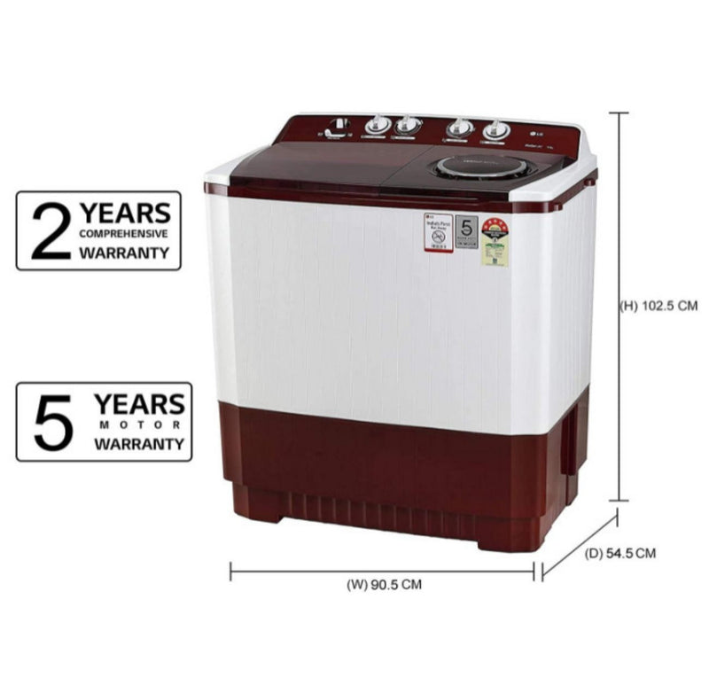 LG 11 kg 5 Star Semi-Automatic Top Loading Washing Machine (P1145SRAZ, Burgundy, Punch) buyyzo